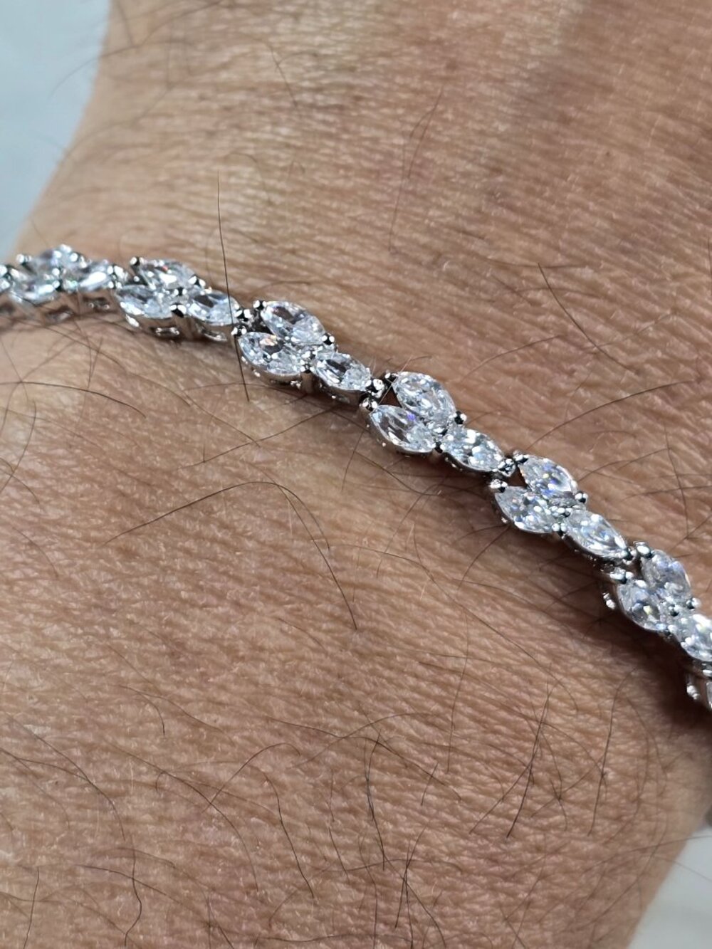 Womens Sterling Silver CZ Tennis Bracelet, 12.3g E834